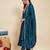 Teal party wear embroidery vichitra silk blend kurta with pant and dupatta