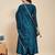 Teal party wear embroidery vichitra silk blend kurta with pant and dupatta