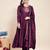 Wine party wear embroidery vichitra silk blend kurta with pant and dupatta