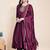 Wine party wear embroidery vichitra silk blend kurta with pant and dupatta