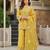 Yellow party wear embroidery silk blend kurta with plazzo and dupatta