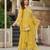 Yellow party wear embroidery silk blend kurta with plazzo and dupatta