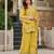 Yellow party wear embroidery silk blend kurta with plazzo and dupatta