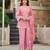 Pink party wear embroidery silk blend kurta with plazzo and dupatta