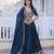Navy Silk Blend Semi Stitched Lehenga Choli with Embroidery & Beads Work