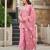 Pink party wear embroidery silk blend kurta with plazzo and dupatta