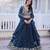Navy Silk Blend Semi Stitched Lehenga Choli with Embroidery & Beads Work