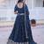 Navy Silk Blend Semi Stitched Lehenga Choli with Embroidery & Beads Work