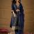 Blue party wear embroidery chanderi kurta with pant and dupatta