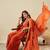 Rust party wear embroidery vichitra silk blend kurta with plazzo and dupatta