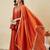 Rust party wear embroidery vichitra silk blend kurta with plazzo and dupatta