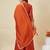 Rust party wear embroidery vichitra silk blend kurta with plazzo and dupatta