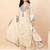 Cream party wear embroidery cotton blend kurta with pant and dupatta