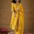 Yellow party wear embroidery chanderi kurta with pant and dupatta