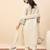 Cream party wear embroidery cotton blend kurta with pant and dupatta