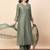 Pista party wear embroidery silk blend kurta with pant and dupatta