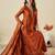 Rust party wear embroidery vichitra silk blend kurta with pant and dupatta