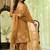 Brown party wear embroidery silk blend kurta with plazzo and dupatta