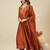 Rust party wear embroidery vichitra silk blend kurta with pant and dupatta