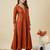 Rust party wear embroidery vichitra silk blend kurta with pant and dupatta