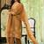 Brown party wear embroidery silk blend kurta with plazzo and dupatta