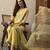 Yellow party wear embroidery organza kurta with plazzo and dupatta