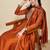 Rust party wear embroidery vichitra silk blend kurta with pant and dupatta