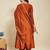 Rust party wear embroidery vichitra silk blend kurta with pant and dupatta