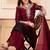 Maroon party wear embroidery silk blend kurta with plazzo and dupatta