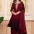 Maroon party wear embroidery silk blend kurta with plazzo and dupatta