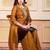 Mustard party wear embroidery silk blend kurta with plazzo and dupatta