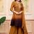 Mustard party wear embroidery silk blend kurta with plazzo and dupatta