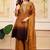 Mustard party wear embroidery silk blend kurta with plazzo and dupatta
