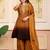 Mustard party wear embroidery silk blend kurta with plazzo and dupatta