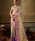 purple silk blend kanchipuram silk woven saree