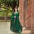Green floral printed pure cotton embroidered kurta set with dupatta & trousers for women