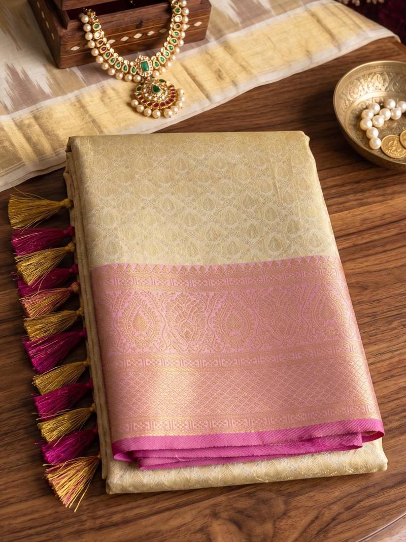 purple silk blend kanchipuram silk woven saree