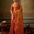 Orange silk blend kanchipuram silk woven saree