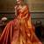 Orange silk blend kanchipuram silk woven saree