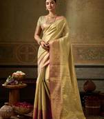 gold silk blend kanchipuram silk woven saree