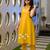 Yellow floral printed pure cotton sleeveless kurta trouser set for women