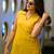 Yellow floral printed pure cotton sleeveless kurta trouser set for women