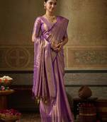 purple silk blend kanchipuram silk woven saree