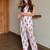 White floral printed pure cotton sleeveless kurta with farshi salwar for women