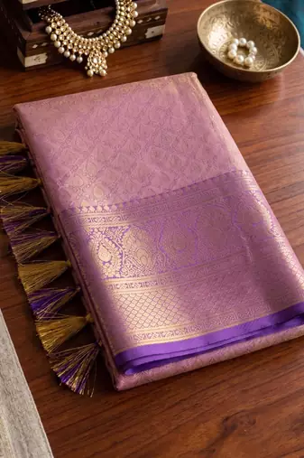 purple silk blend kanchipuram silk woven saree