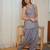 Grey floral printed pure cotton sleeveless v-neck kurta farshi salwar set for women