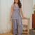 Grey floral printed pure cotton sleeveless v-neck kurta farshi salwar set for women