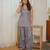 Grey floral printed pure cotton sleeveless v-neck kurta farshi salwar set for women