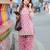 Pink floral printed pure cotton sleeveless v-neck kurta farshi salwar set for women