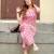 Pink floral printed pure cotton sleeveless v-neck kurta farshi salwar set for women